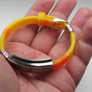 $150 ID Bracelet St. Steel & Rubber Yellow